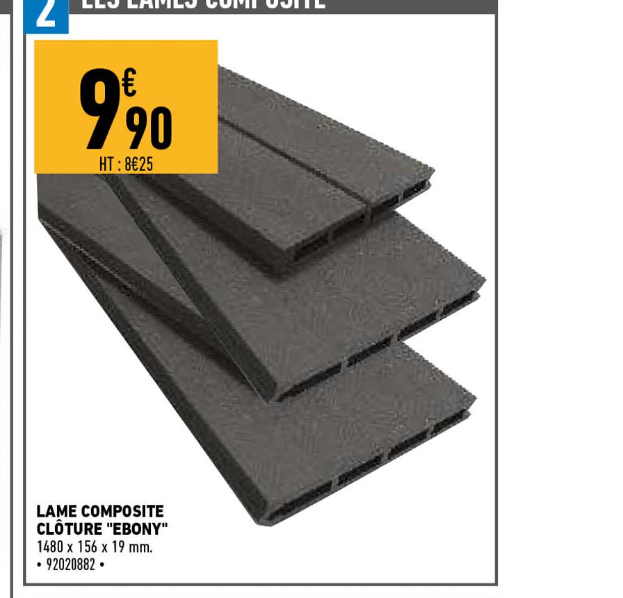 lame composite clôture "ebony"