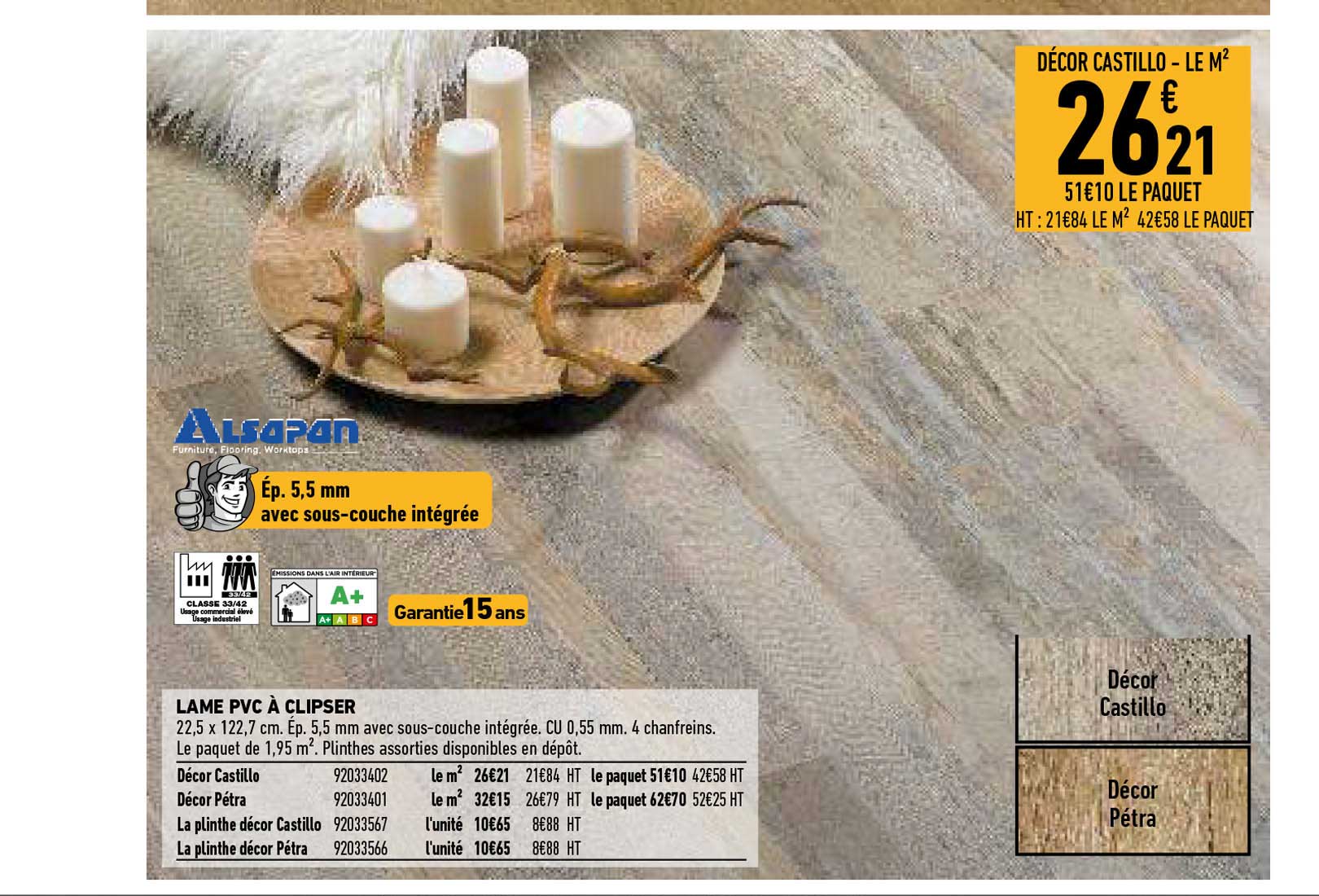 lame pvc a clipser alsapan 22,5 x 122,7 cm