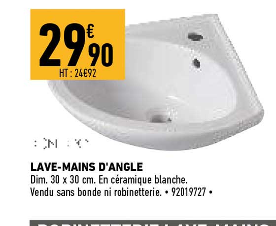 lave-mains d'angle