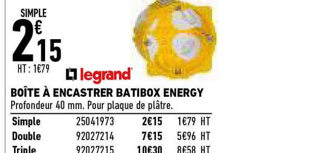 legrand boîte à encastrer batibox energy