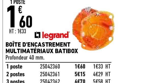 legrand boîte d'encastrement multimatériaux batibox