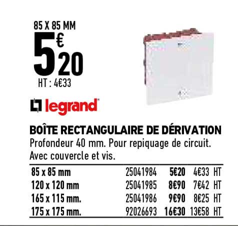 legrand boîte rectangulaire de dérivation