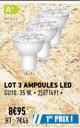 lot 3 ampoules led gu10 35w