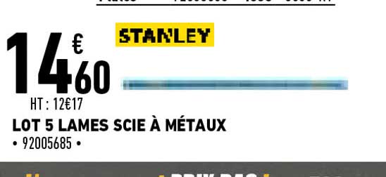 lot 5 lames scie à métaux stanley