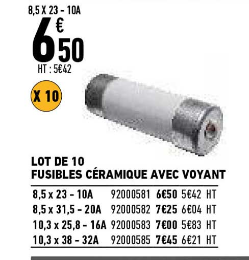 Lot De 10 Fusibles Céramique Avec Voyant