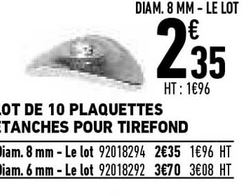 lot de 10 plaquettes étanchés pour tirefond