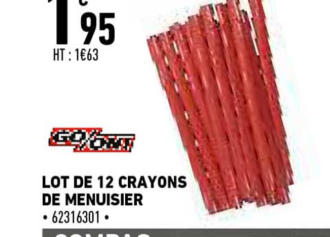 lot de 12 crayons de menuisier go-on!