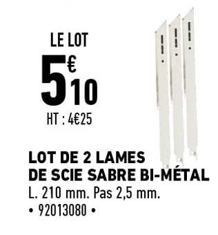 lot de 2 lames de scie sabre bi-métal