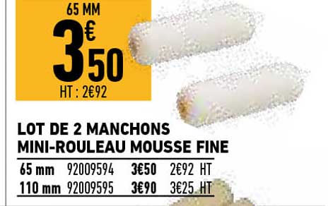 lot de 2 manchons mini-rouleau mousse fine