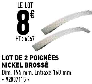 lot de 2 poignées nickel brossé