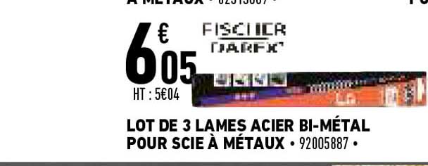 lot de 3 lames acier bi-métal pour scie à métaux