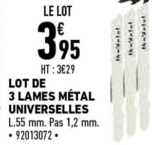 lot de 3 lames bois universelles l 55 mm pas 1,2 mm