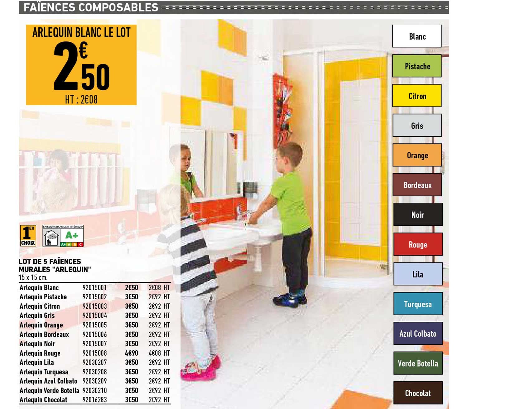 lot de 5 faïences murales "arlequin"