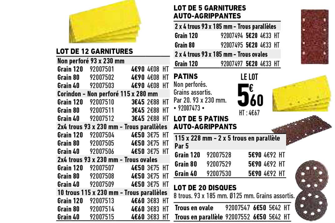 Lot De 5 Garnitures Auto-agrippantes, Lot De 12 Garnitures, Patins, Lot De 5 Patins Auto-agrippants, Lot De 20 Disques