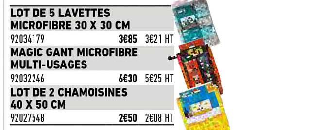 lot de 5 lavettes microfibre 30 x 30 cm, magic gant microfibre multi-usages, lot de 2 chamoisines 40 x 50 cm