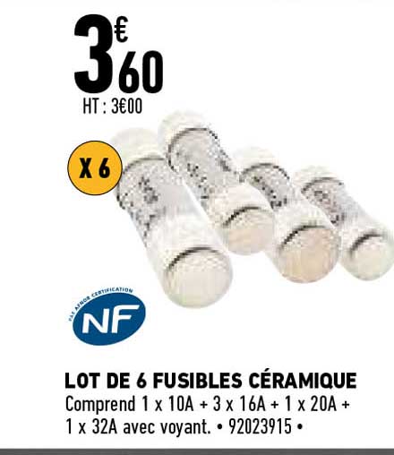 lot de 6 fusibles céramique