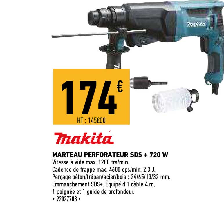 makita marteau perforateur sds + 720 w