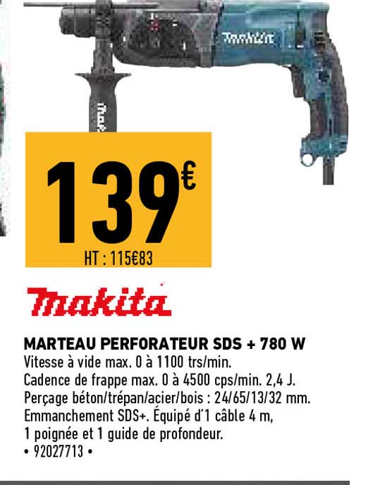 makita marteau perforateur sds + 780 w
