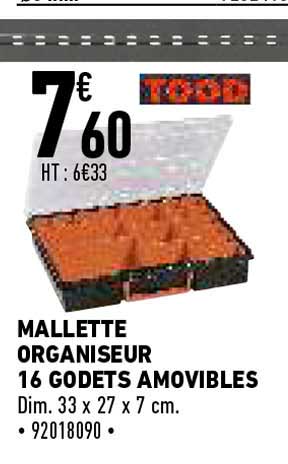 mallette organiseur 16 godets amovibles