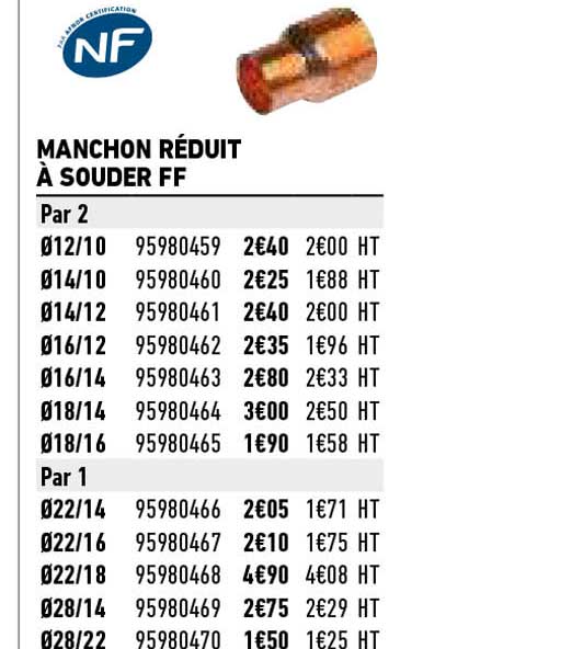 manchon réduit à souder ff