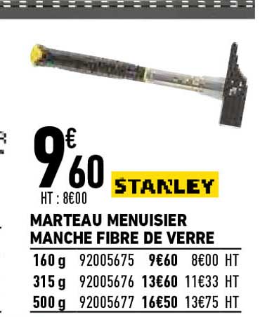 marteau menuisier manche fibre de verre stanley