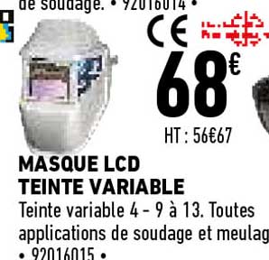 masque lcd teinte variable