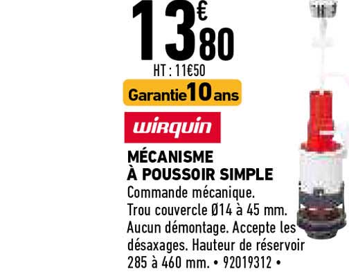 mécanisme à poussoir simple wirquin