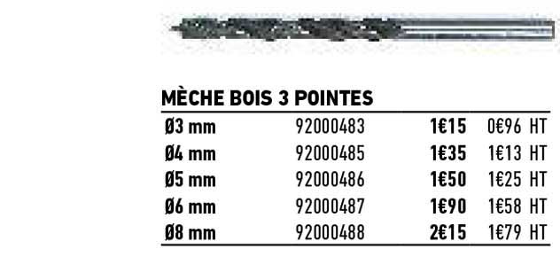 meche bois 3 pointes