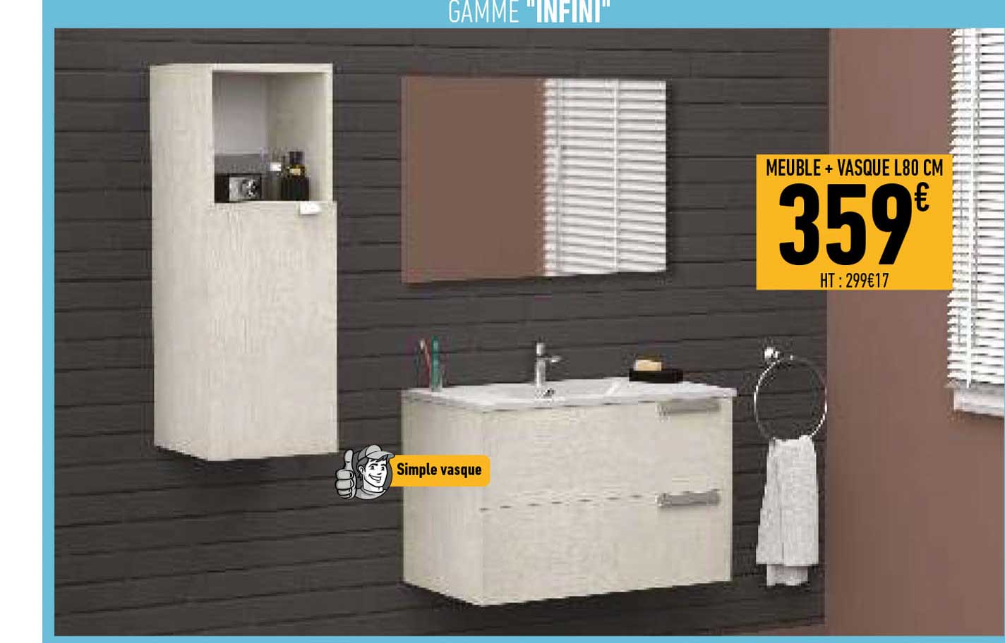 meuble + vasque l80 cm