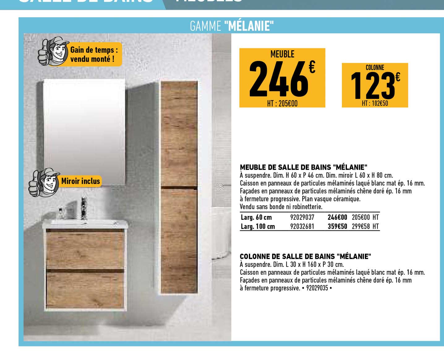 meuble de salle de bains "mélanie", colonne de salle de bains "mélanie"
