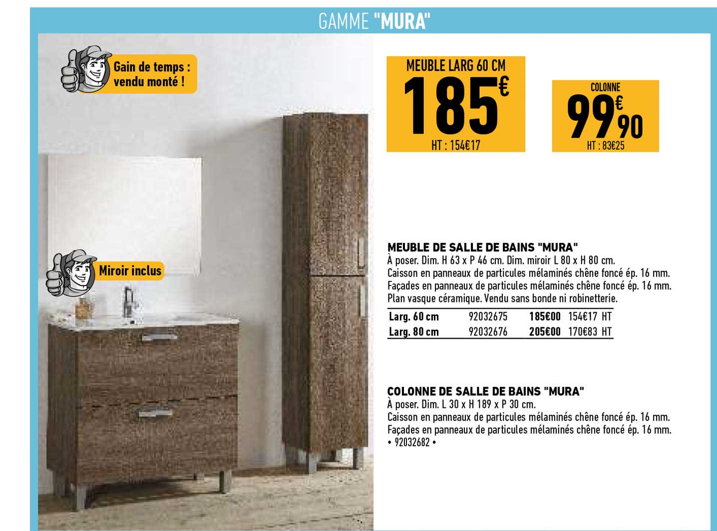 meuble de salle de bains "mura", colonne de salle de bains "mura"