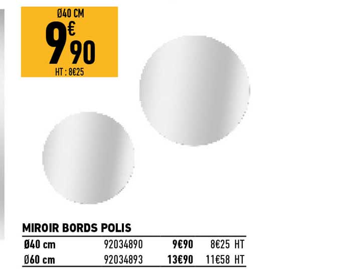 miroir bords polis