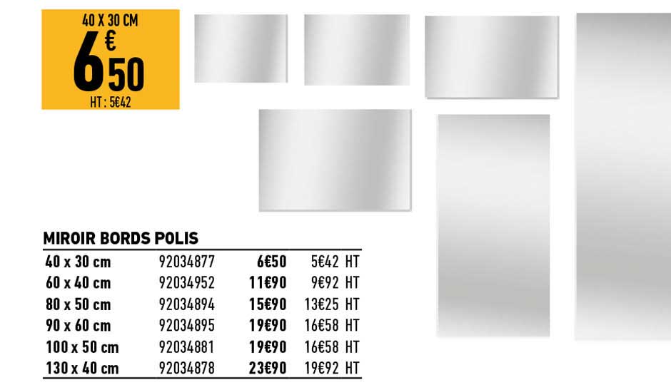 miroir bords polis
