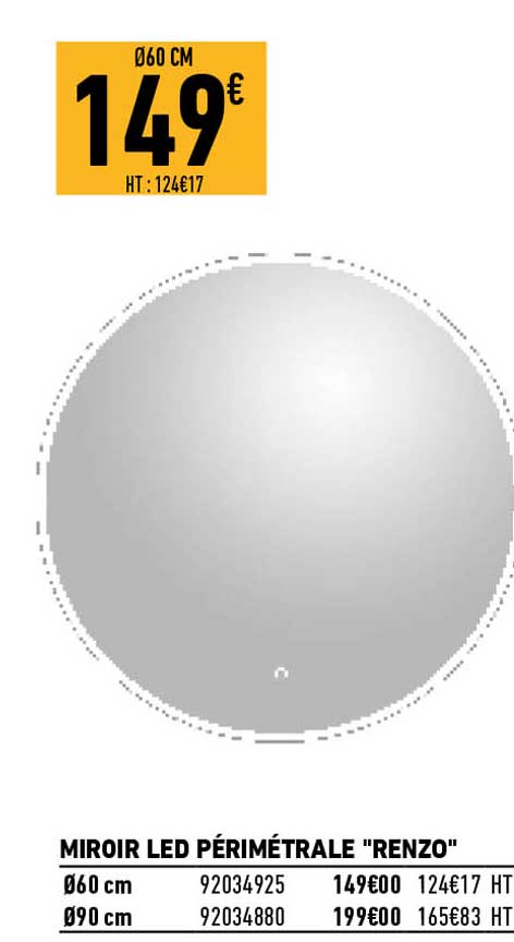 miroir led périmétrale "renzo"