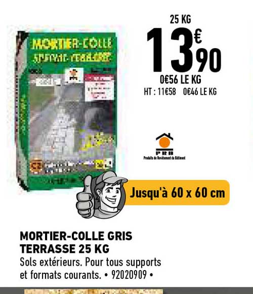mortier-colle gris terrasse 25 kg