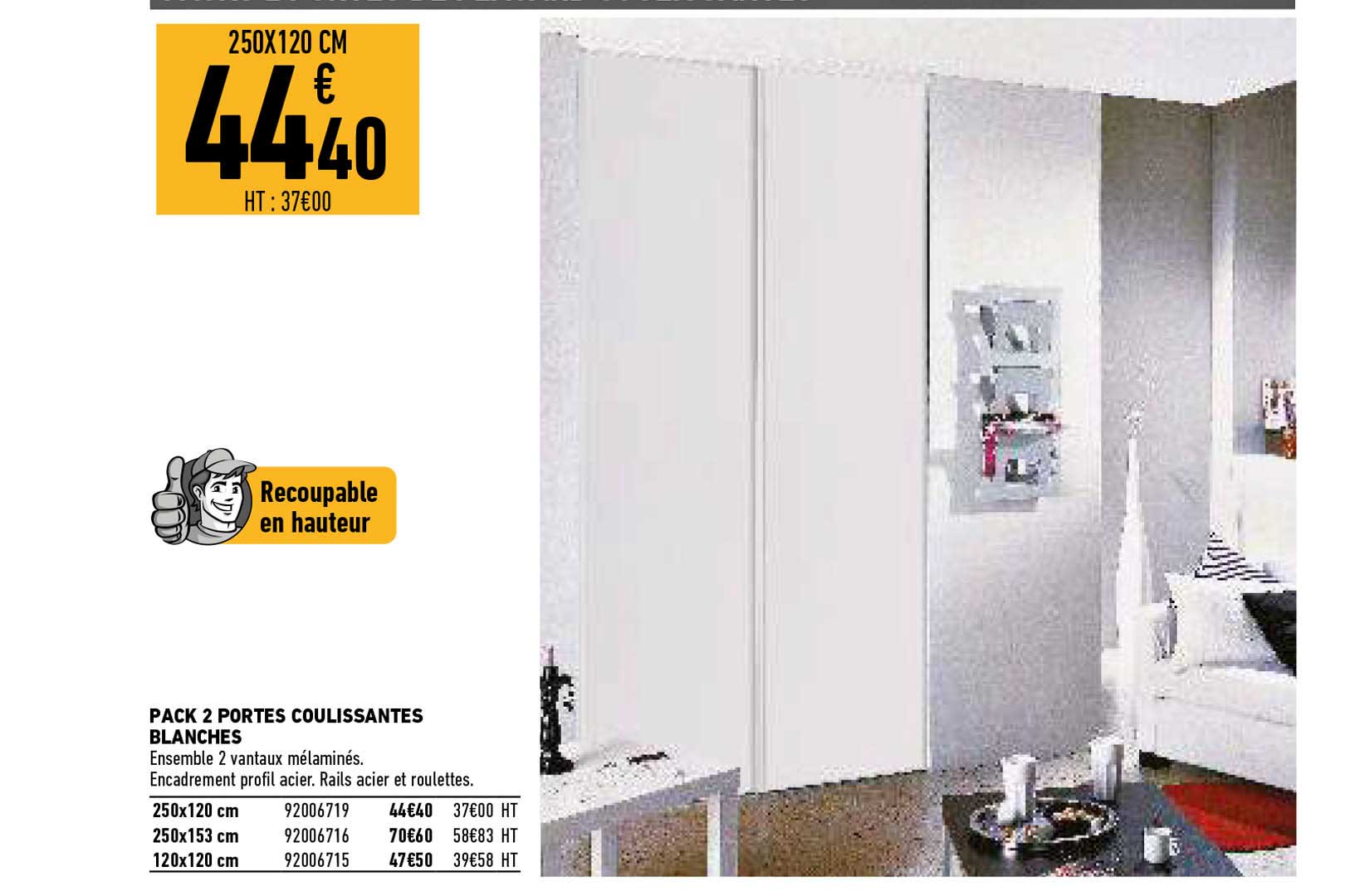 Pack 2 Portes Coulissantes Blanches