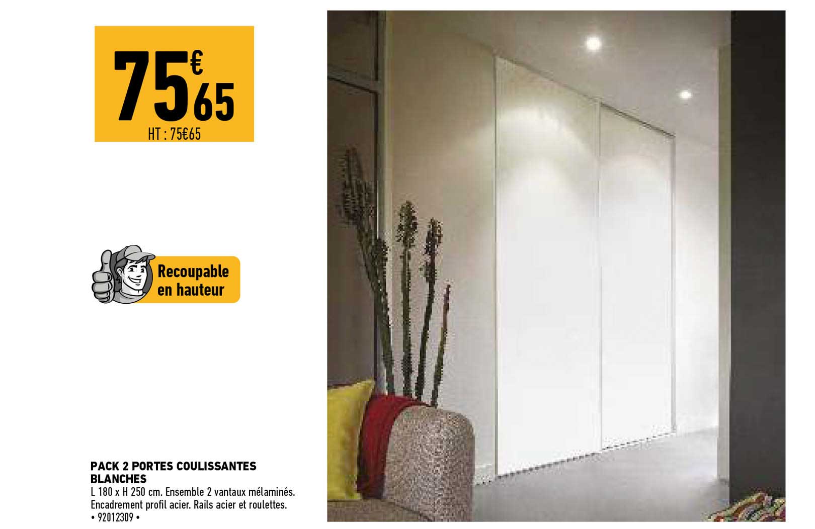 Pack 2 Portes Coulissantes Blanches
