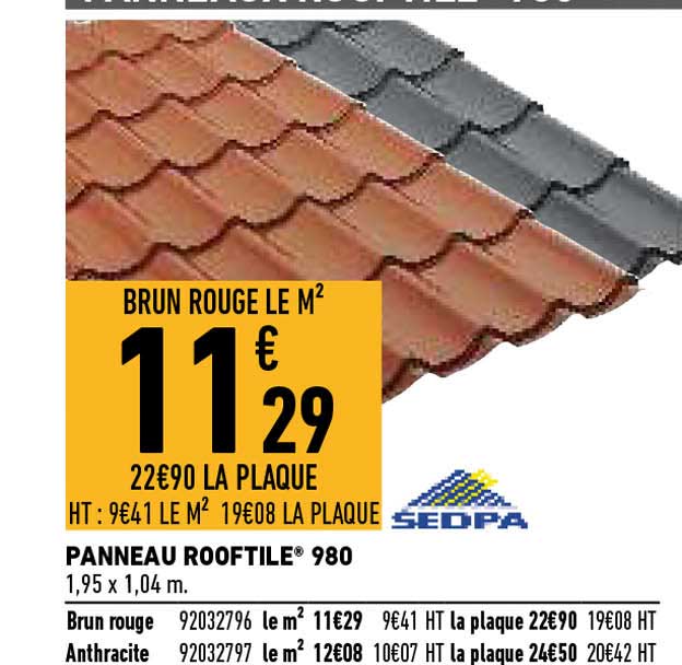 Panneau Rooftile 980 Sedpa