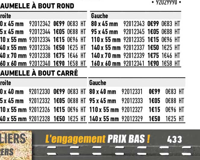 paumelles à bout rond paumelle à bout carré