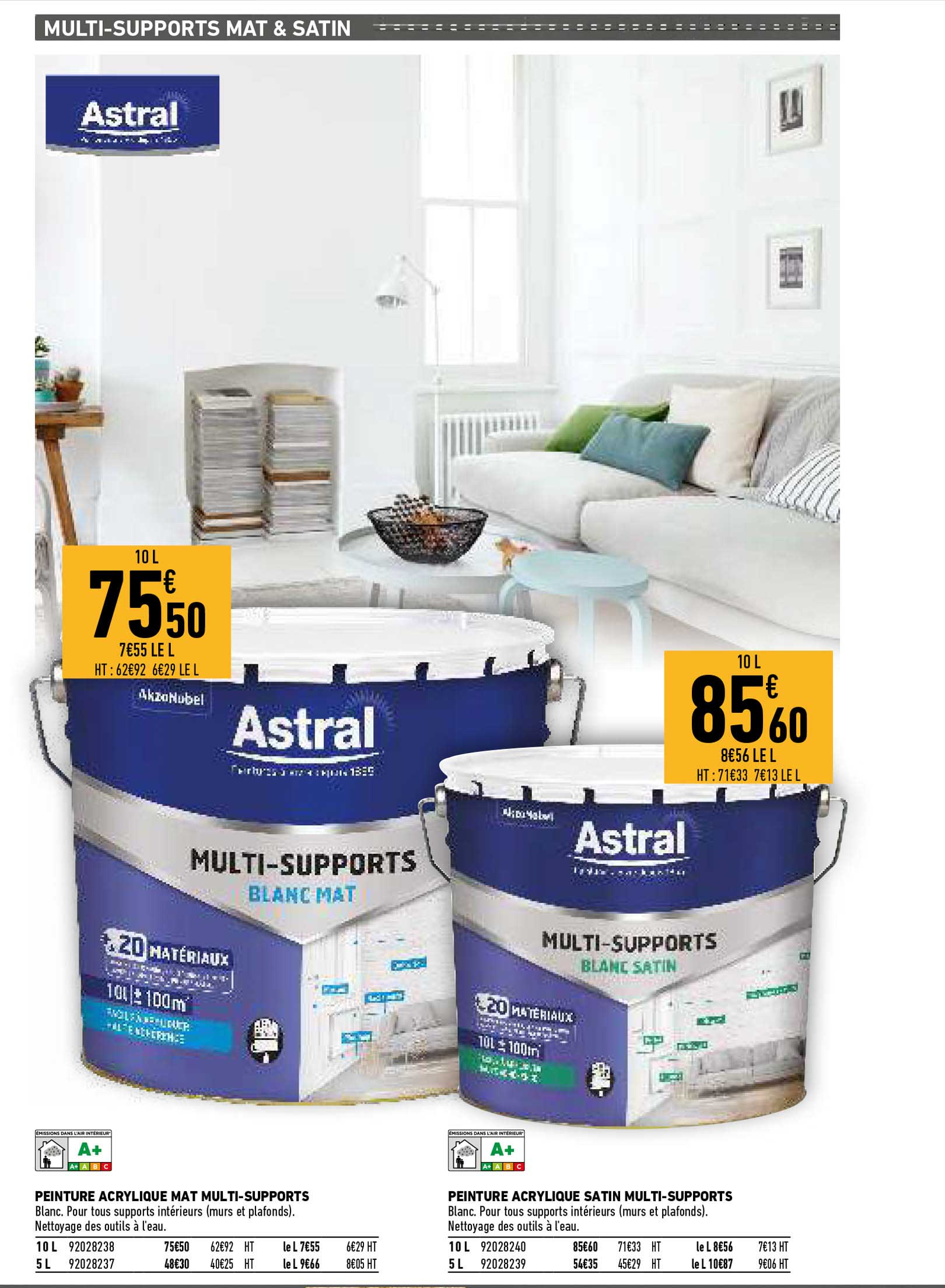 peinture acrylique mat multi-supports, peinture acrylique satin multi-support astral