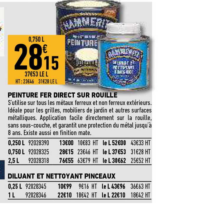 peinture fer direct sur rouille, duluant et nettoyant pinceaux