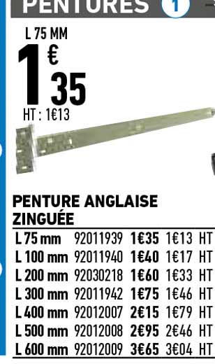 Penture Anglaise Zinguée