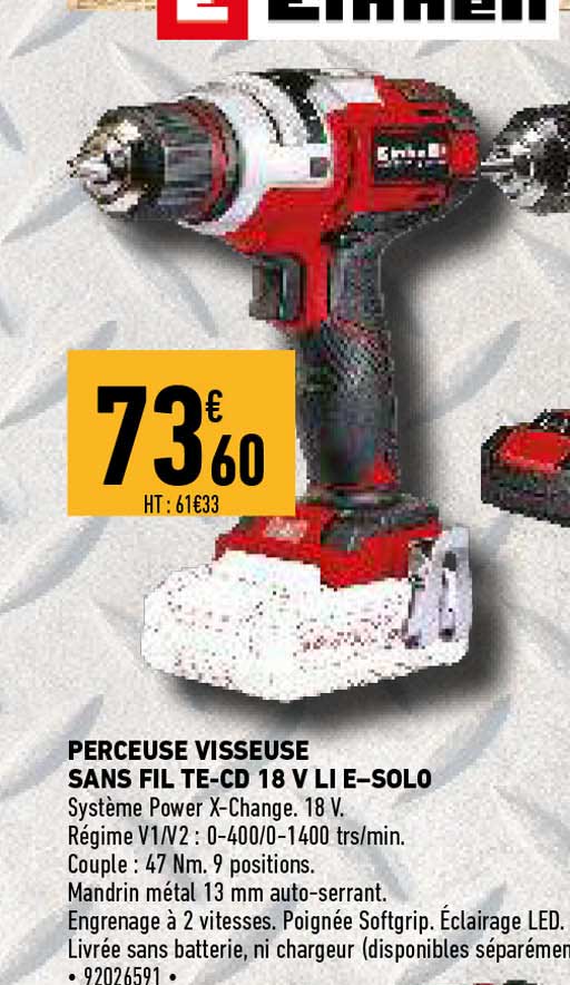 perceuse visseuse sans fil te-cd 18 v li e-solo einhell