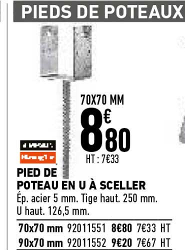 pied de poteau en u à sceller