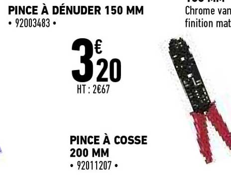 pince à dénuder 150 mm, pince à cosse 200 mm