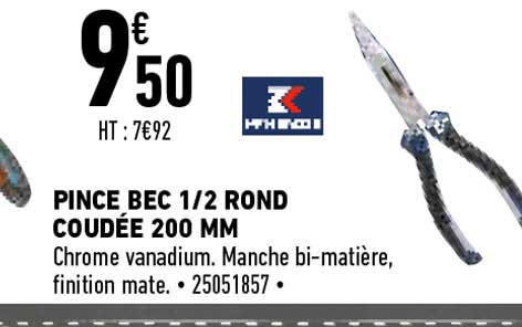 pince bec 1-2 rond coudée 200 mm