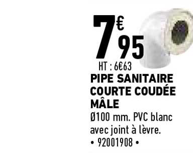 pipe sanitaire courte coudée mâle
