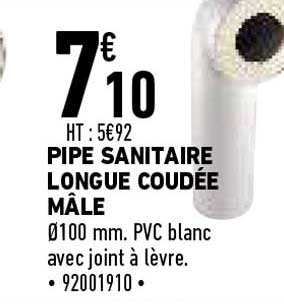 pipe sanitaire longue coudée mâle