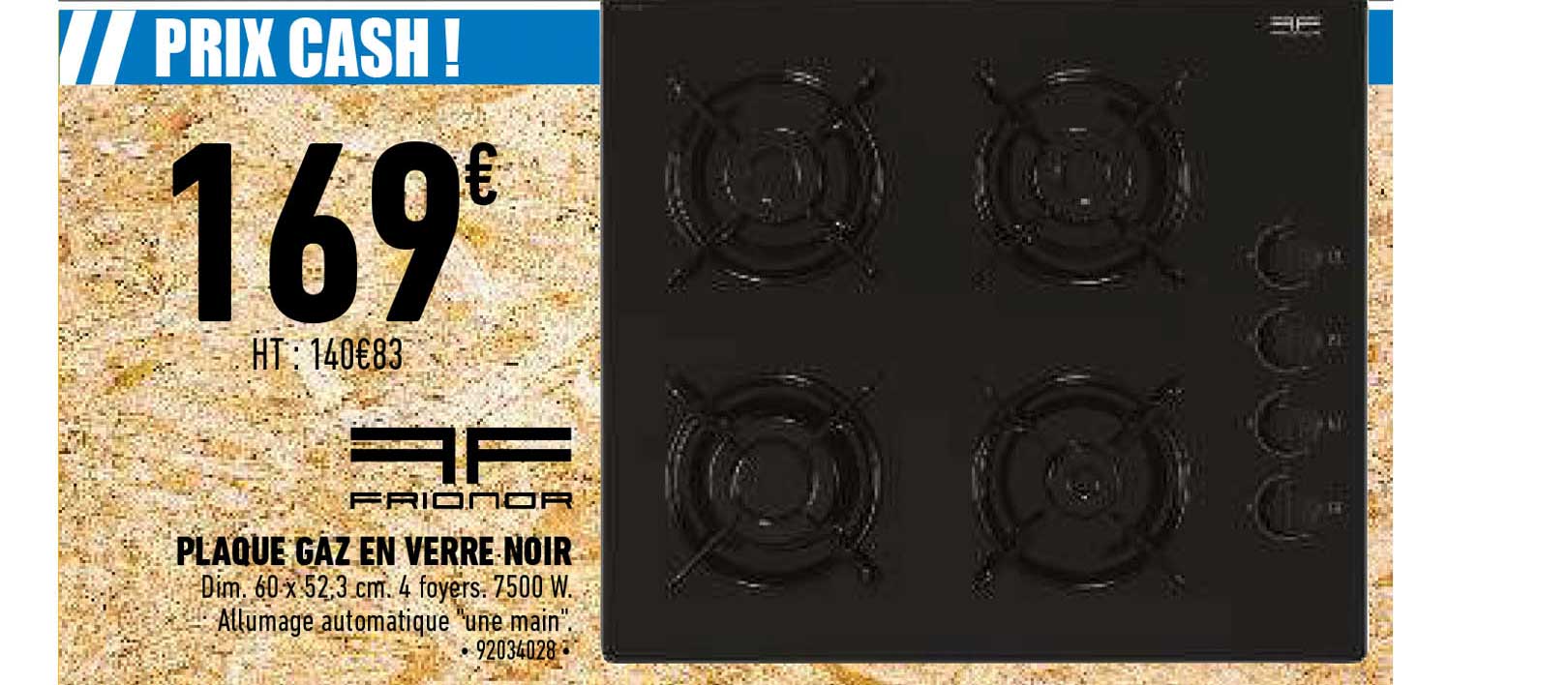 Plaque Gaz En Verre Noir Frionor