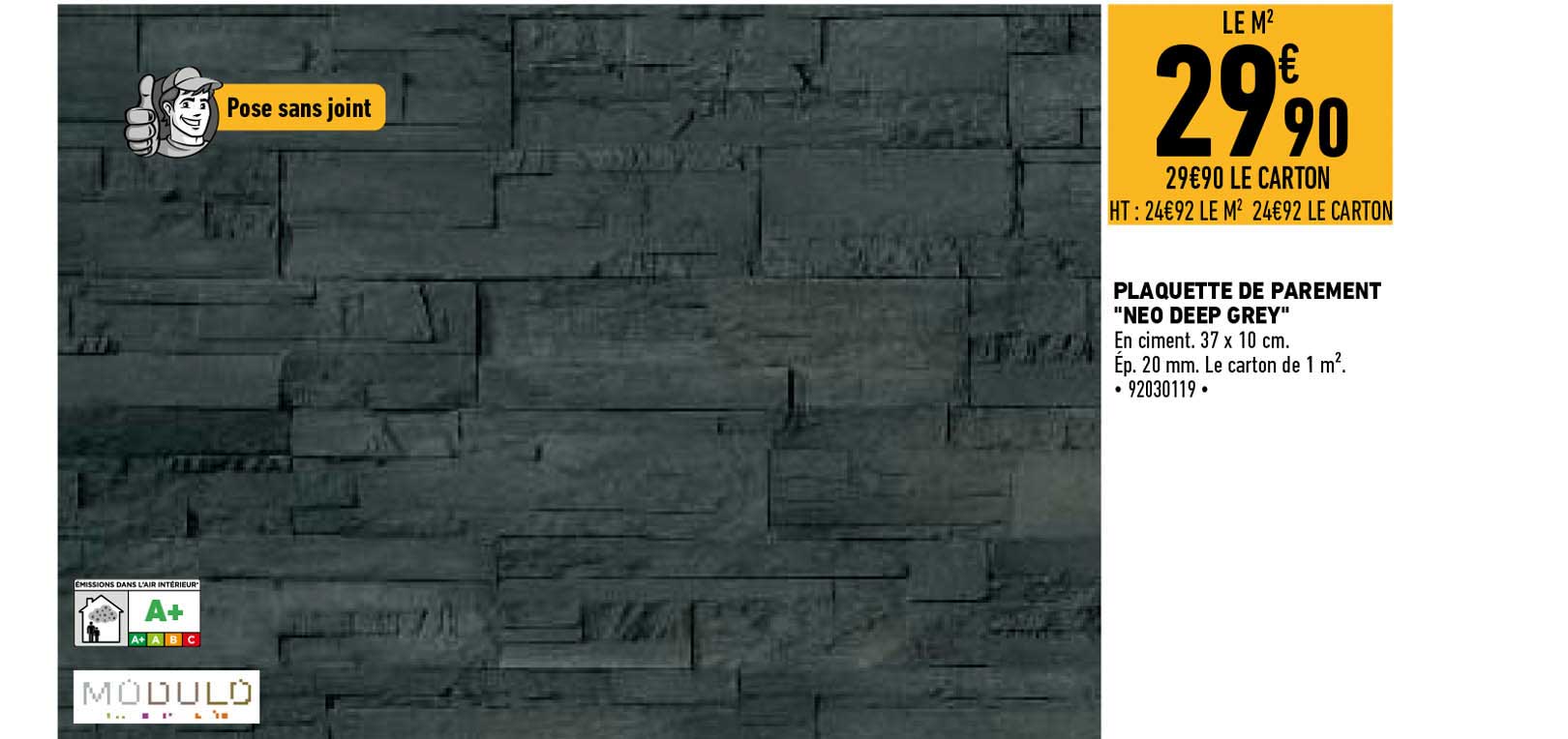 plaquette de parement "neo deep grey"